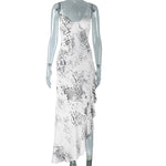 Halter Neck Dress Backless Ruffled Irregular Slit Wholesale Womens Clothing N3823111100038