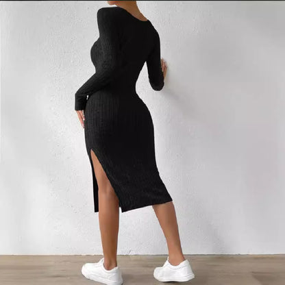 Sexy Knit Dress Fashion Split Wholesale Plus Size Dresses N3824091200006