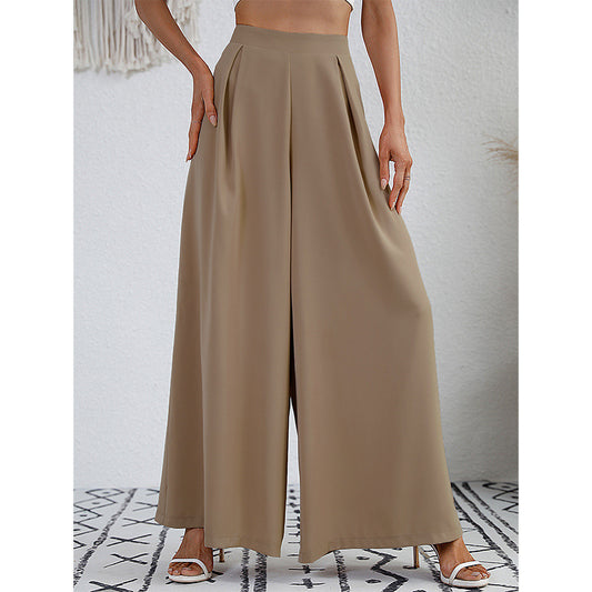 High Waist Solid Color Commuter All-Match Wide-Leg Pants Wholesale Women'S Bottom