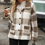 Lapel Mid-Length Plaid Single-Breasted Double-Sided Fleece Jackets Wholesale Womens Clothing N3823111600022