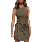 Sleeveless Round Neck Bow Irregular Belt Dresses Wholesale Womens Clothing N3824052000075