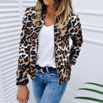 Fashion Leopard Print Small Stand-Up Collar Zipper Long Sleeve Jacket Wholesale Womens Clothing