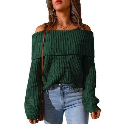 One-Shoulder Loose Pullover Knitted All-Match Sweater Wholesale Women'S Top