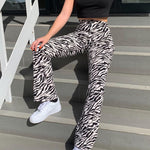 Fashionable Street Water Ripple Printed Micro-Flare Pants Wholesale Womens Clothing N3824040700338