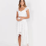 Elegant Lace Solid Color Crop Tops Irregular Skirt Suit Wholesale Women'S Clothing
