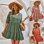 Casual Solid Color Waisted Webbing Dresses Wholesale Womens Clothing N3824050700068