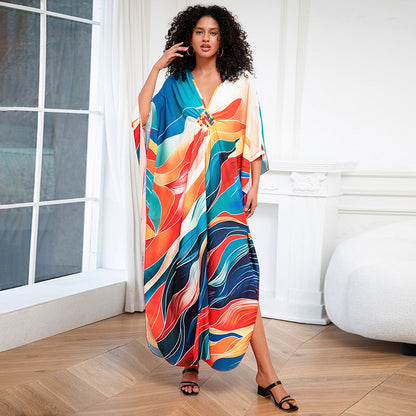 Vacation Loose Plus Size Robe Beach Cover Up Dresses Wholesale Womens Clothing N3824022600100