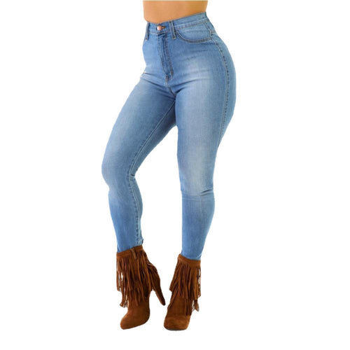 Buy Wholesale China Slimming Fit Nine-minute Girlfriend Jeans Marine Blue  Mid Waist Plus Size Washing Grinding White Pencil Jeans For Women & Jean  Women at USD 11.4