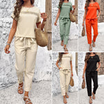 Casual Short Sleeve Tops Trouser Sets Wholesale Womens Clothing N3824040700278