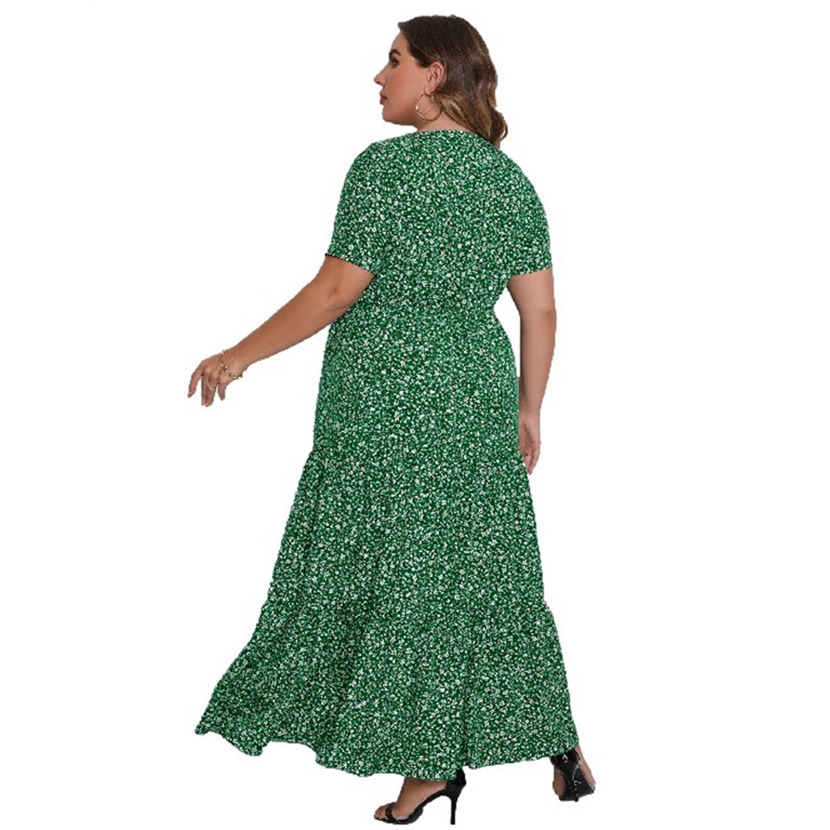 Plus Size Short Sleeve Round Neck Bohemian Dresses Wholesale Womens Clothing N3824080300032