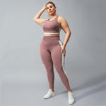 Wholesale Plus Size Womens Clothing Contrast Color Sleeveless Crop Tops Leggings Tracksuit