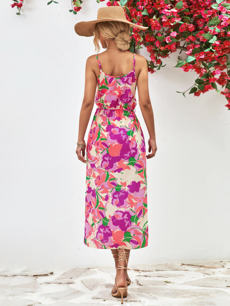 Sling Strapless Printed Slit Slim Bright Summer Dress Wholesale Dresses