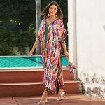 Rayon Tie Dye Beach Dresses Loose Robe Swimsuit Cover Up Wholesale Womens Clothing N3824022600102