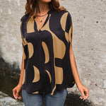 Women's Short Sleeve Pullover V-Neck Printed Blouses Wholesale Womens Clothing N3824022600097
