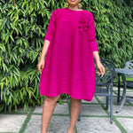 Ruffle Trim Round Neck Solid Color Dress Wholesale Plus Size Womens Clothing N3823101700027