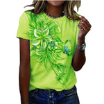 Fashion Floral Print Round Neck Short Sleeve T-Shirts Wholesale Womens Clothing N3824040700297