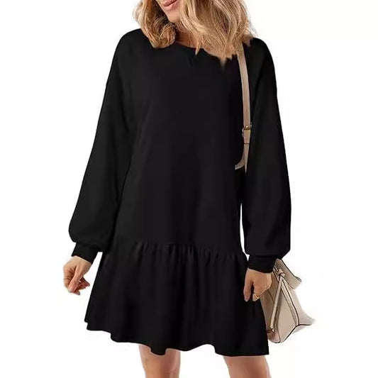 Cross Neck Round Neck Long Sleeve Casual Sweater Dress Wholesale Womens Clothing N3824091200173