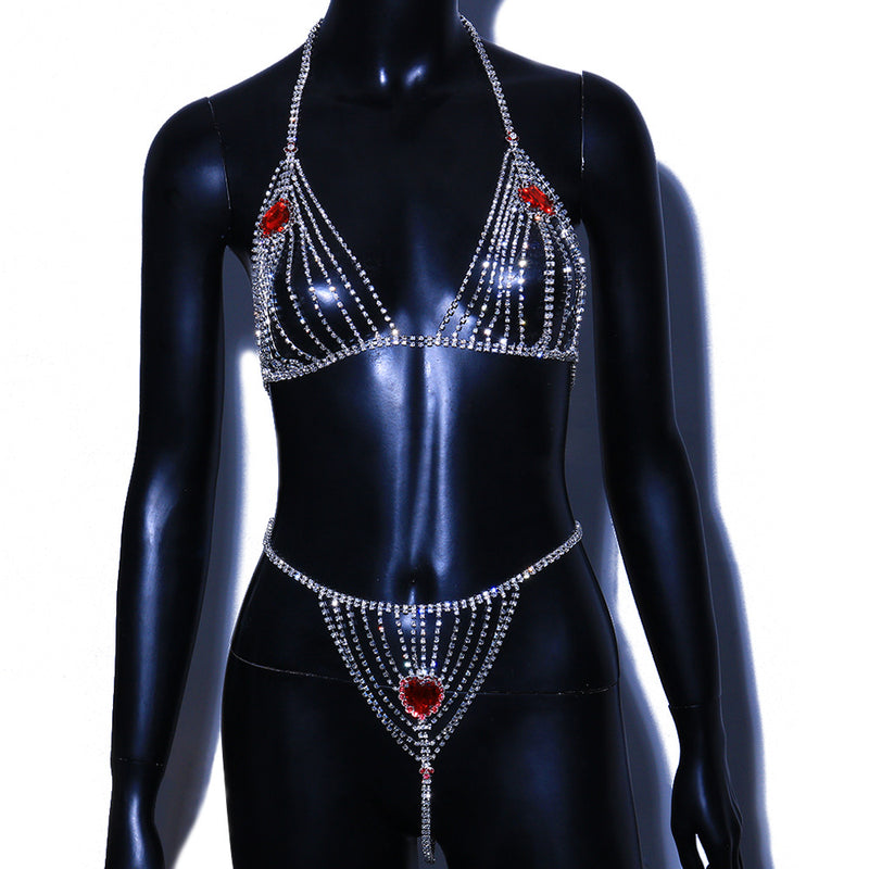 Sexy Rhinestone Ruby Bikini Body Chain Women Accessories Wholesale Vendors