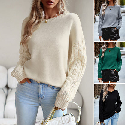 Long Sleeve Knit Crew Neck Sweater Wholesale Womens Clothing N3824061700001