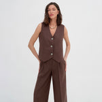 Casual Single Breasted Vest Top and Pants Set Wholesale Women'S 2 Piece Sets