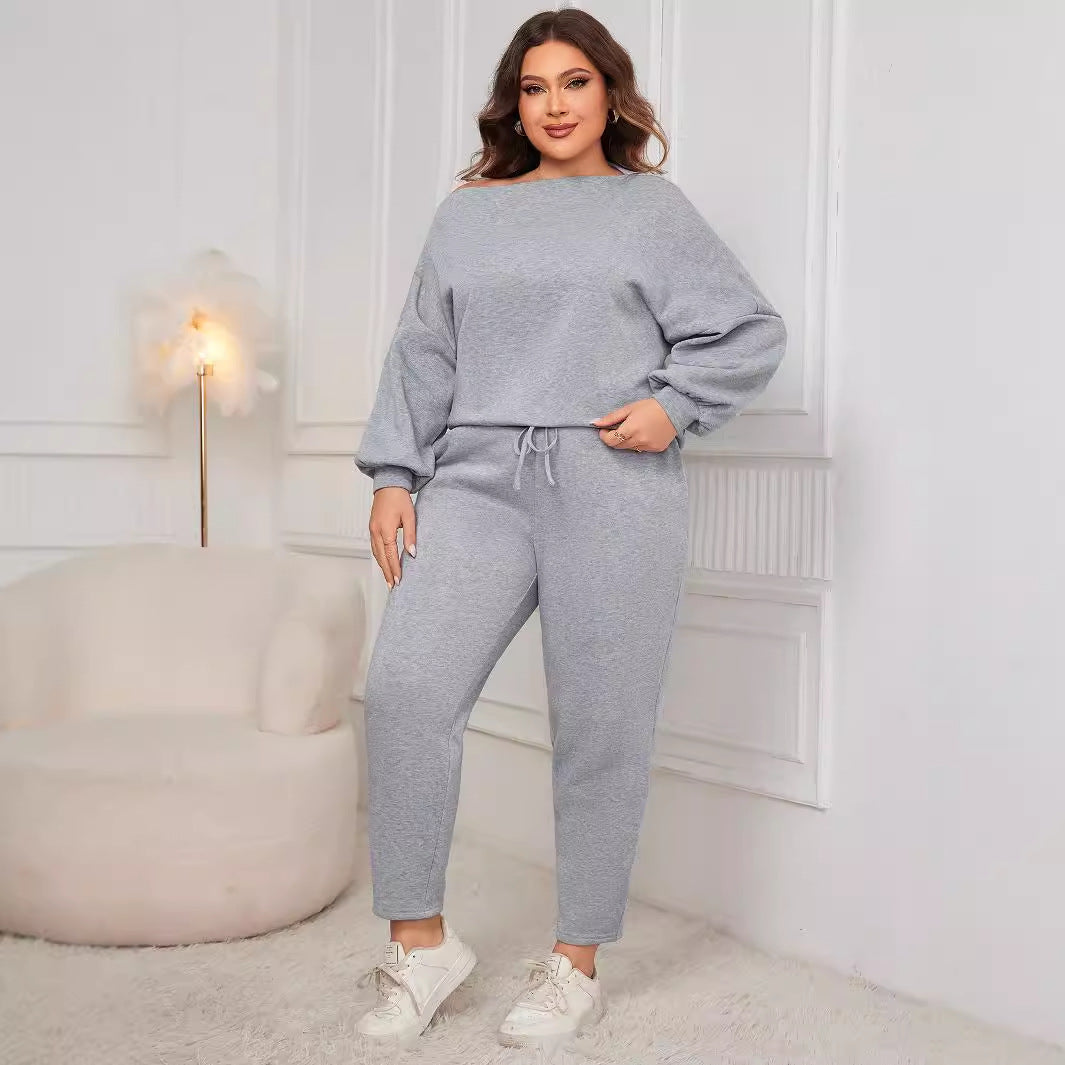 Strapless Plus Size Baggy Sweatshirts Pants Sets Wholesale Womens Clothing N3824091200165