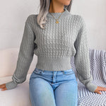 Twist Long Sleeve Navel Knitted Sweater Wholesale Womens Clothing N3823112200020