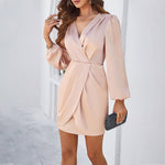 Elegant Solid Color V-Neck Dresses Wholesale Womens Clothing N3824060600051
