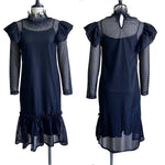 Hollow Long Sleeves Ruffle Trim Sling Dress 2 Piece Wholesale Womens Clothing N3823101700036