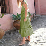 Sleeveless Solid Color Cotton And Linen Dresses Wholesale Womens Clothing N3824041600015