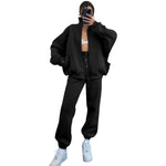 Solid Color Stand Collar Cardigan Sweatshirt Pants Set Wholesale Womens Clothing N3823103000007