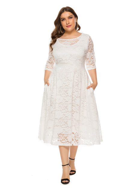 Plus Size Lace Pocket Gown Party Dresses Wholesale Womens Clothing N3824080300012