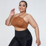 Wholesale Plus Size Womens Clothing Solid Color Back Cross Sport Shockproof Bra Crop Tops