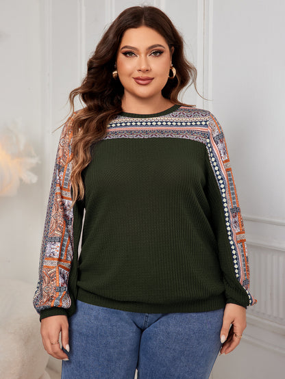 Women's Round Neck Long Sleeve Plus Size Tops Patterned Oversized Shirts Wholesale Womens Clothing N3824080300063