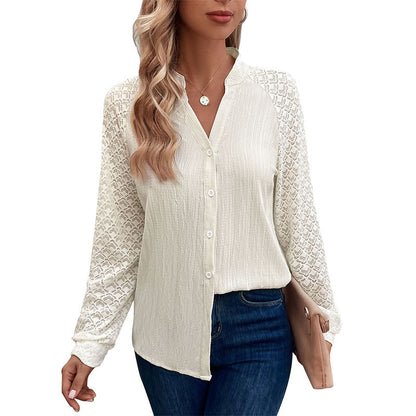 Single Breasted Blouses Stand Collar Pleated Solid Color Shirts Wholesale Womens Clothing N3824112000030