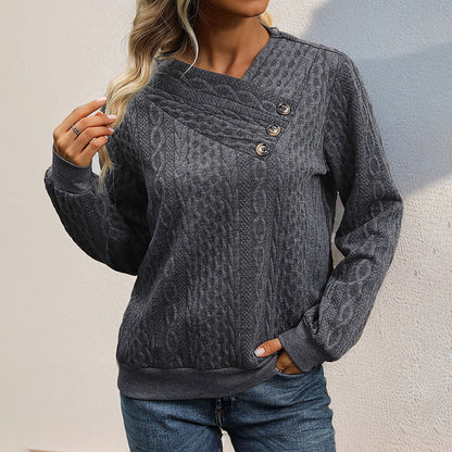 Long Sleeve Sweater Button Solid Color Sweatshirt Wholesale Womens Clothing N3824062800008