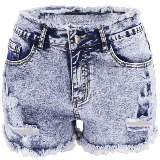 High Waist Ripped Tassel Denim Shorts Wholesale Womens Clothing N3823090500041