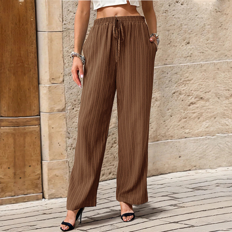 Solid Color Pleated Straight Leg Casual Pants Wholesale Womens Clothing N3824062800036