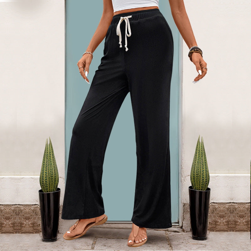 Summer High Waist Straight Black Casual Pants Wholesale Womens Clothing N3824050700005