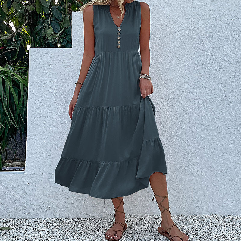 Sleeveless Tank Maxi Dresses Loose Casual Solid Color Dresses Wholesale Womens Clothing N3824050700031