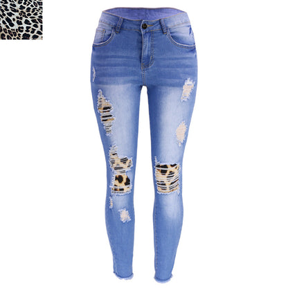 High Waisted Stretchy Painted Denim Pencil Calf Pants Wholesale Womens Clothing