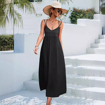 Sexy V Neck Backless Halter Dresses Beach Wholesale Womens Clothing N3824042900064