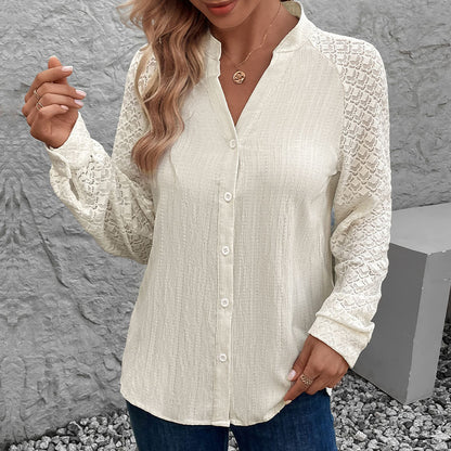 Single Breasted Blouses Stand Collar Pleated Solid Color Shirts Wholesale Womens Clothing N3824112000030