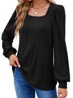 Fashion Ribbed Square Neck Long Sleeve Knit Top Wholesale Womens Tops