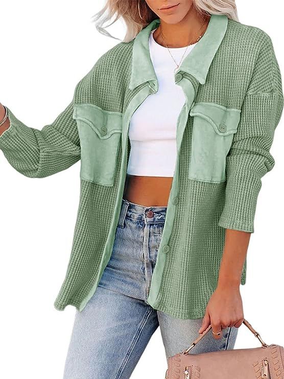 Casual Dolman Sleeve Jacket Waffle Knit Pocket Shirt Wholesale Womens Clothing N3823100900019