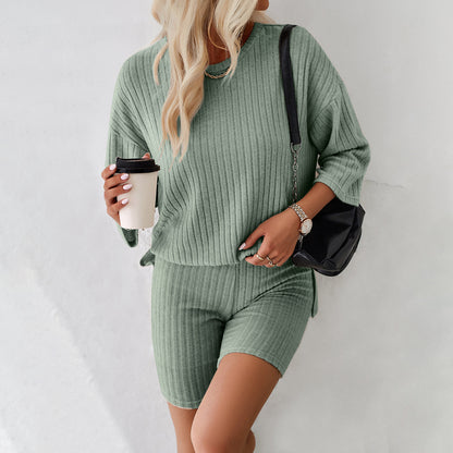 Women's Fashion Casual Suits Knitted Tops and Shorts Wholesale Womens Clothing N3823122900149