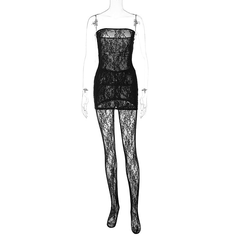Lace Sexy Breast Wrapped Dress and Pants Two-piece Set Wholesale Womens Clothing N3823112200034