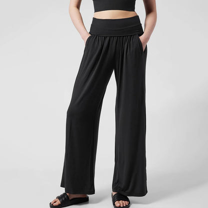 Black Casual Waist Wide-Leg Pants Wholesale Womens Clothing N3824072000225