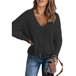 Loose Solid Color Fringe Hem Long Sleeve Pullover Knit Sweater Wholesale Womens Tops