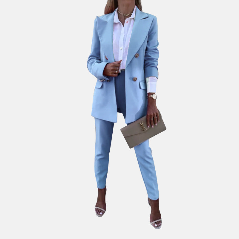 Solid Color Blazer And Pants Two Piece Suit Wholesale Womens Clothing N3823103000012