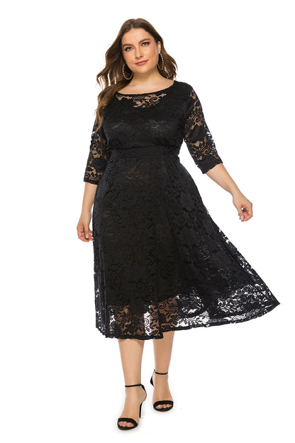 Plus Size Lace Pocket Gown Party Dresses Wholesale Womens Clothing N3824080300012